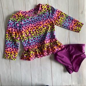 EUC Cat and Jack Peplum Rash Guard Swim Suit Set